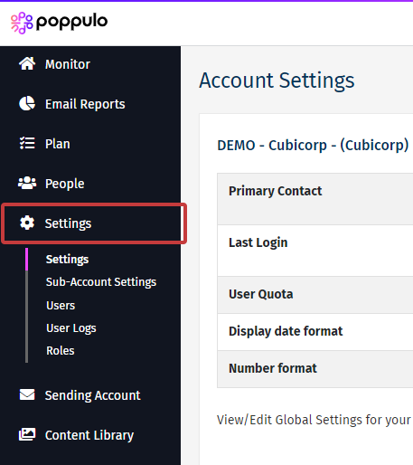 Settings Tab