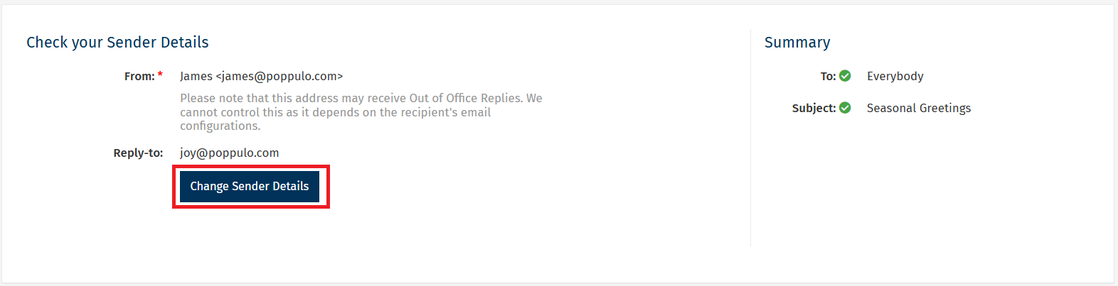 Step 3 of Send Wizard